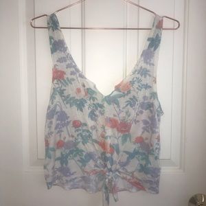Pastel Floral Tie-Front Tank